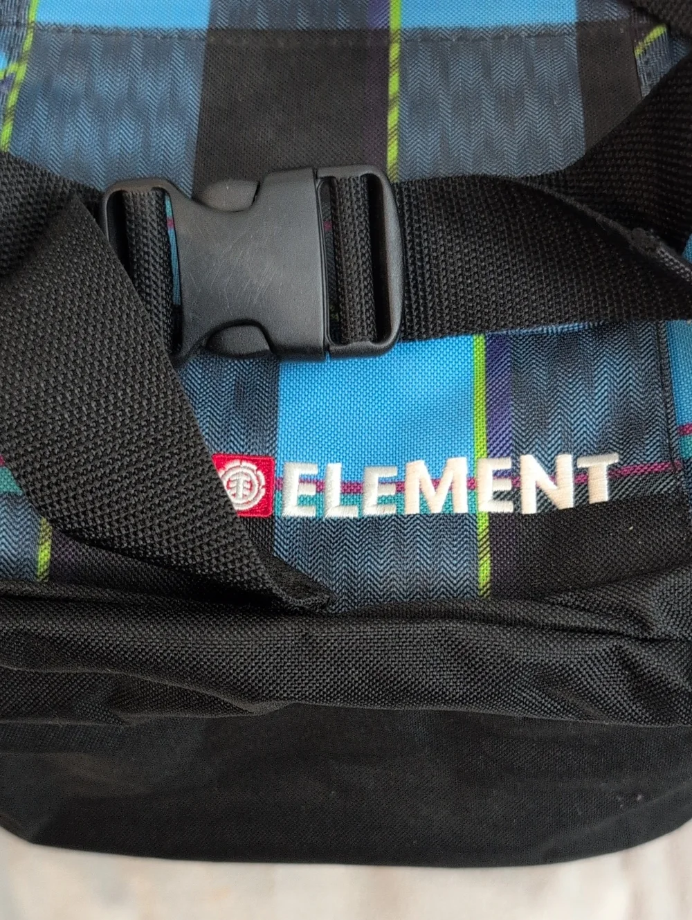 Vintage 2000s Element Backpack Y2K Skate Blue Plaid Skateboard Streetwear